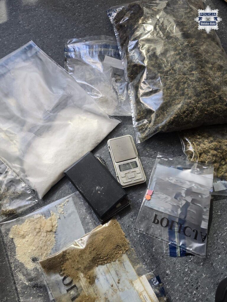 Teslę zatrzymała policja w Bielsku-Białej, 1,5 kg narkotyków - Drogówka